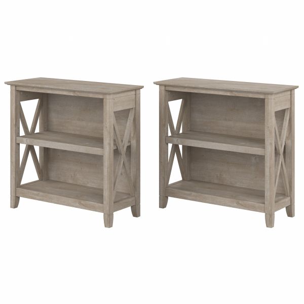 Bush Furniture Key West Small 2 Shelf Bookcase - Set of 2 in Washed Grayv